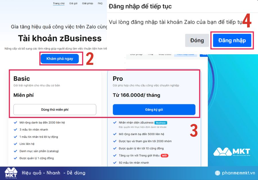 Cách nâng cấp tài khoản Business Zalo